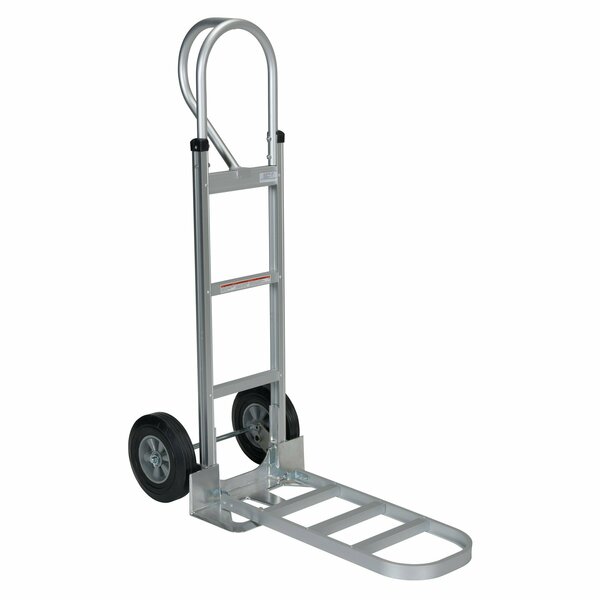 Vestil Silver Aluminum P-Handle Hand Truck With Hard Rubber Wheels APHT-500A-HR